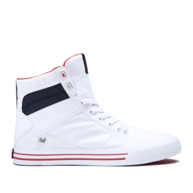 Supra ALUMINUM Høye Sneakers Dame Hvite/Marineblå/Hvite | NO-86886